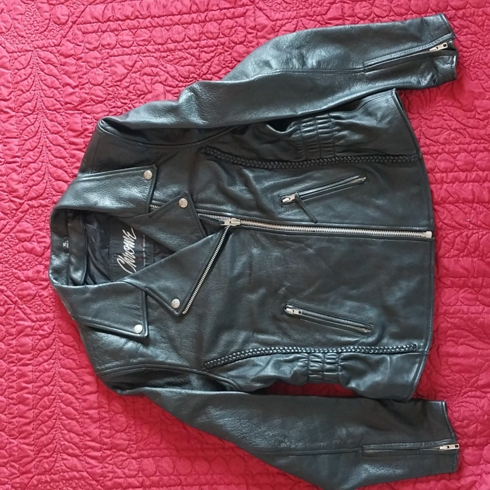 Chrome Gear Black Leather Jacket